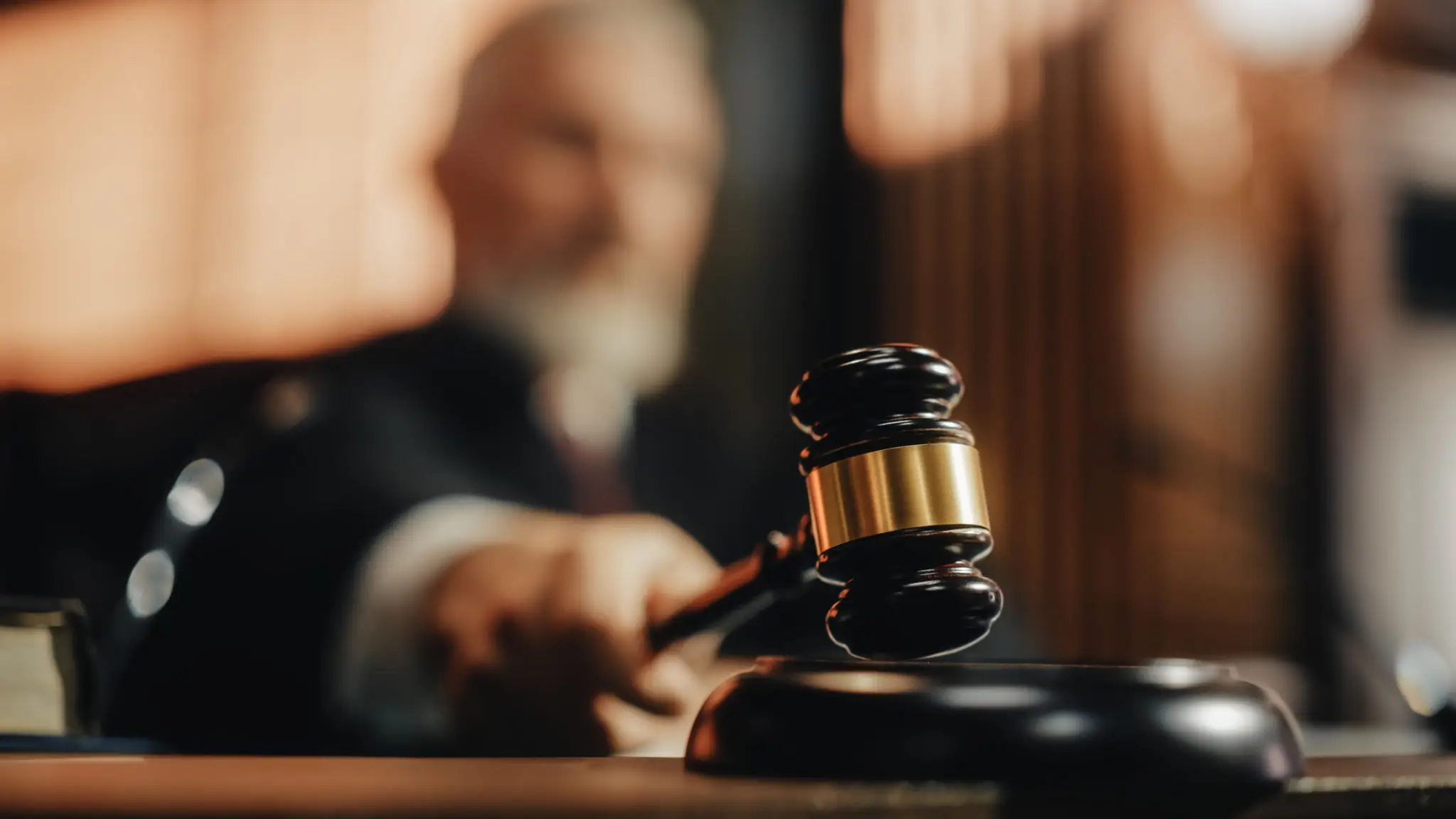 courtroom judge hitting the gavel