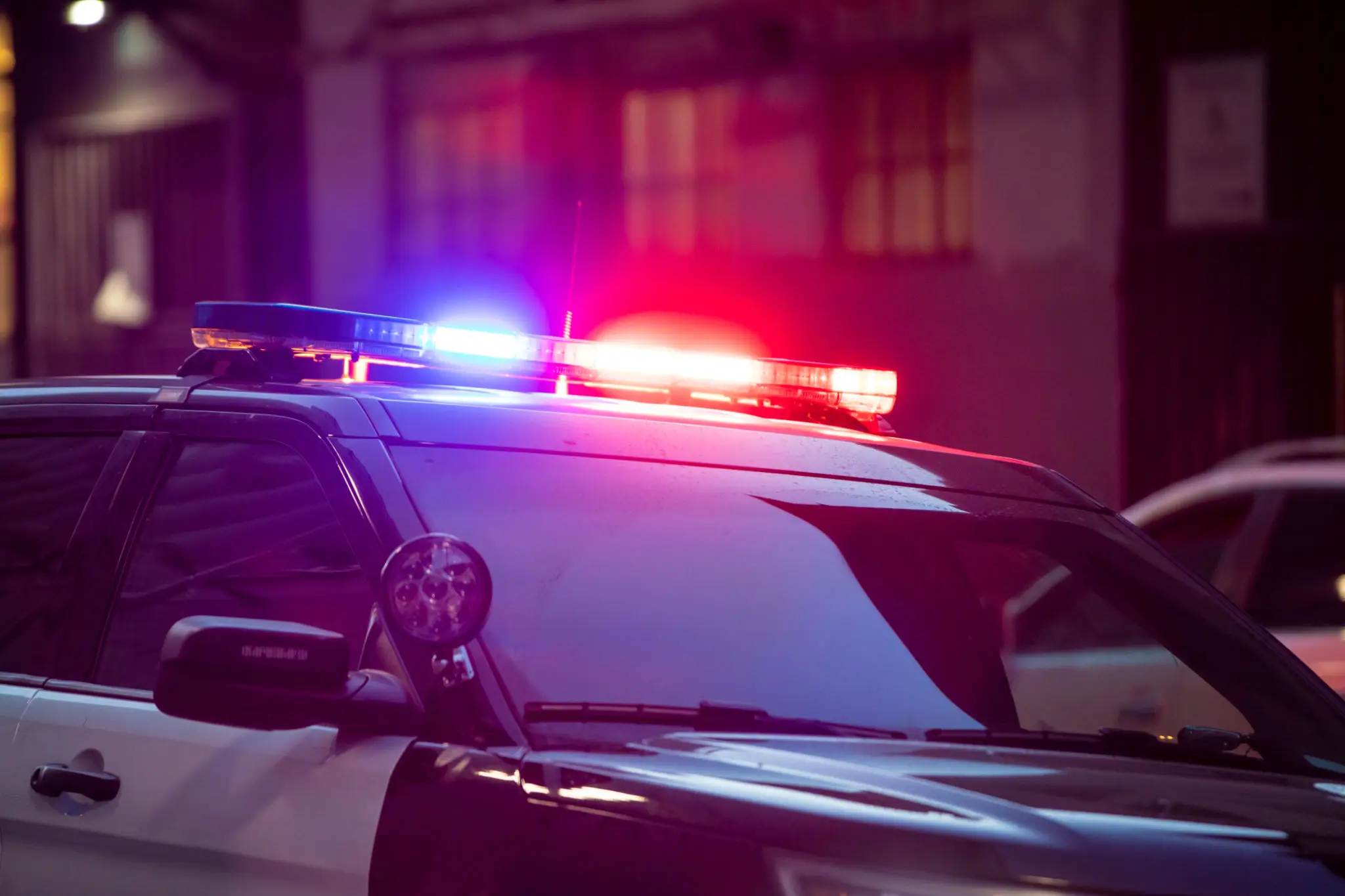 police sirens flashing red and blue